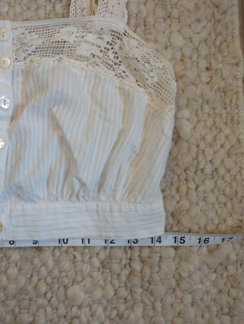 Free People Ivory Crochet Trim Button Front Cropped Cami Tank Top - Picture 4 of 4